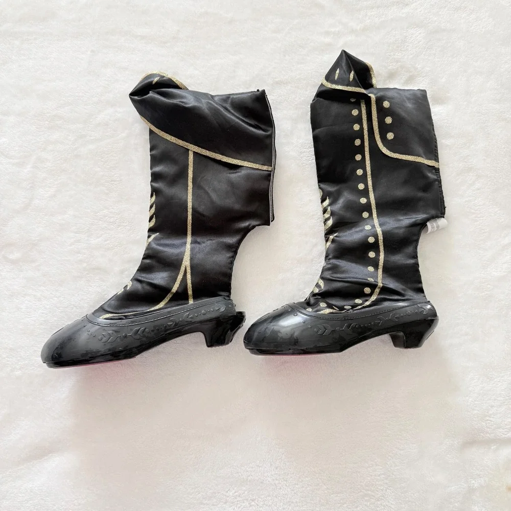 Disney Costume Boots Kids One Size Black Gold Frozen 2 Anna Travel Shoes